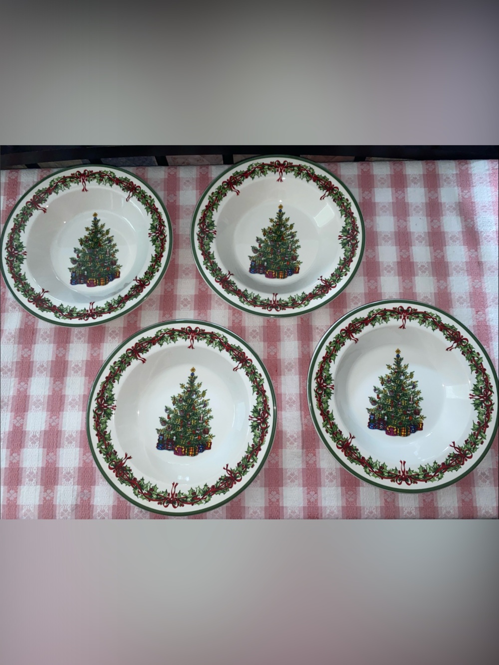 Christopher Radko Traditions Holiday Celebrations 9" Rimmed Soup Bowls Set of 4